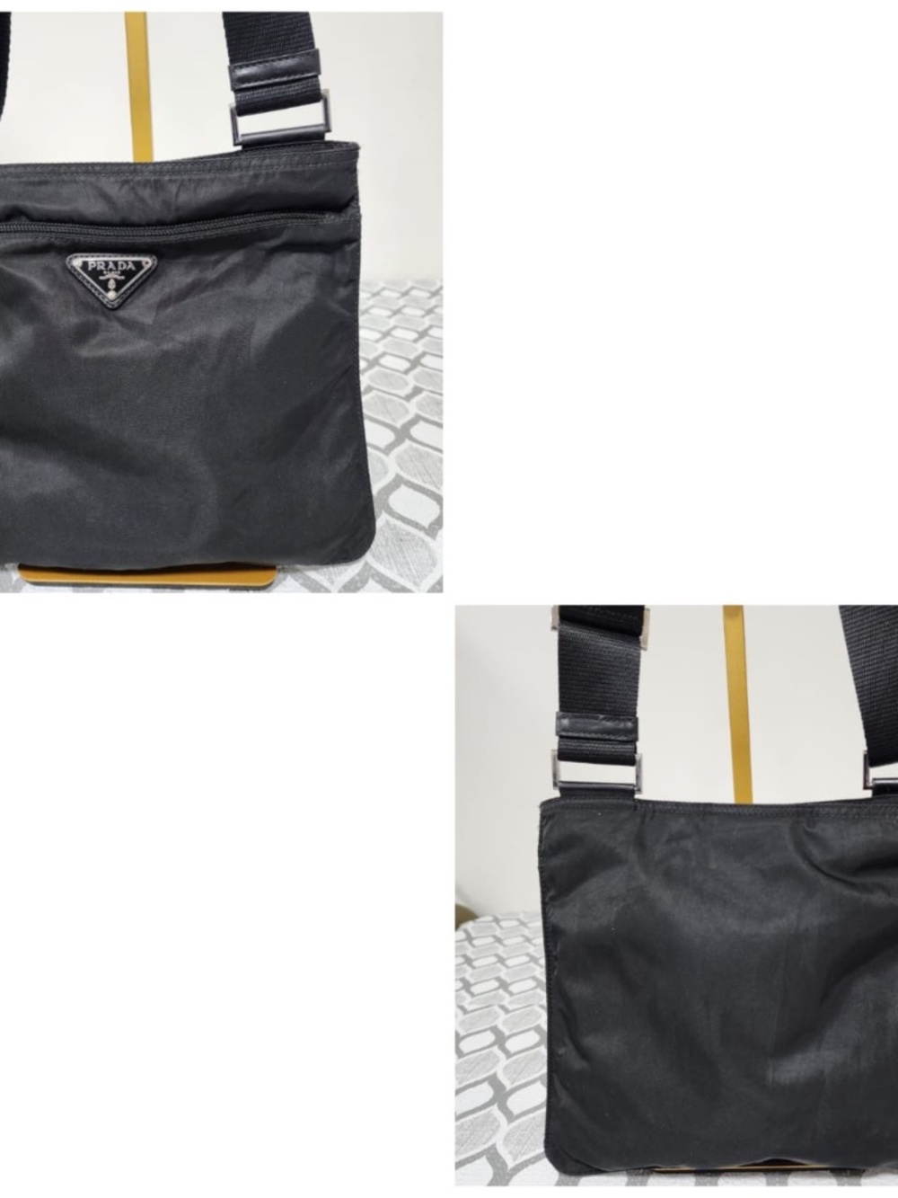 Authentic PRADA Nylon Vela Small Flat Messenger Bag Black - Picture 11 of 13